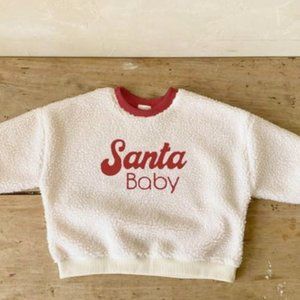 MiniOlie SANTA BABY Sherpa Warm Sweatshirt Beige 3-5T
